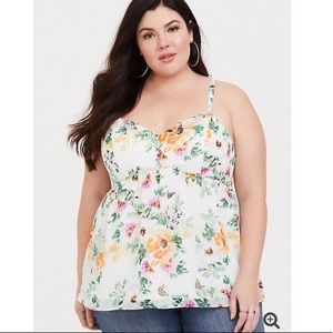 Torrid Ivory Floral Chiffon Babydoll Cami